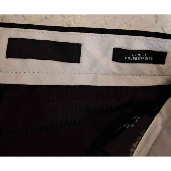 H&M Women's Size 32 Black Pinstripe Slim Fit Dress Pants Mid Rise Trousers Pants - Picture 4 of 8